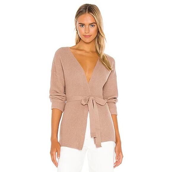 L'ACADEMIE Kori Wrap Sweater in Taupe - Picture 1 of 5